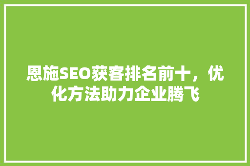 恩施SEO获客排名前十，优化方法助力企业腾飞  第1张
