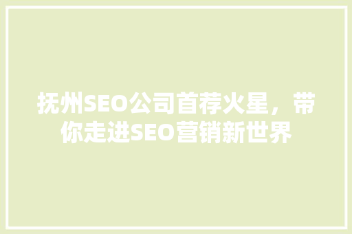 抚州SEO公司首荐火星，带你走进SEO营销新世界
