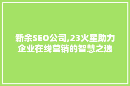 新余SEO公司,23火星助力企业在线营销的智慧之选