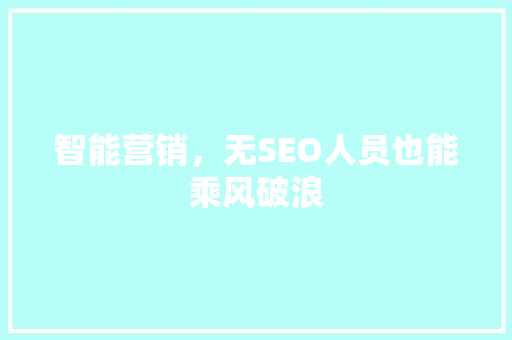 智能营销，无SEO人员也能乘风破浪