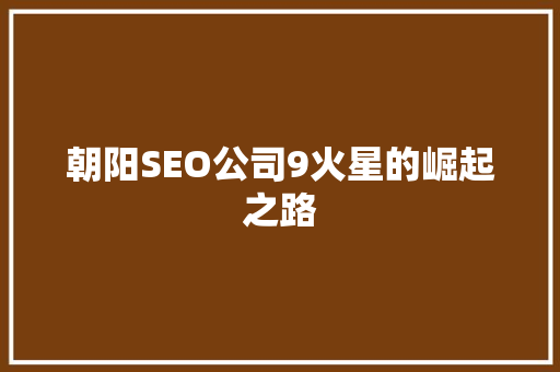 朝阳SEO公司9火星的崛起之路
