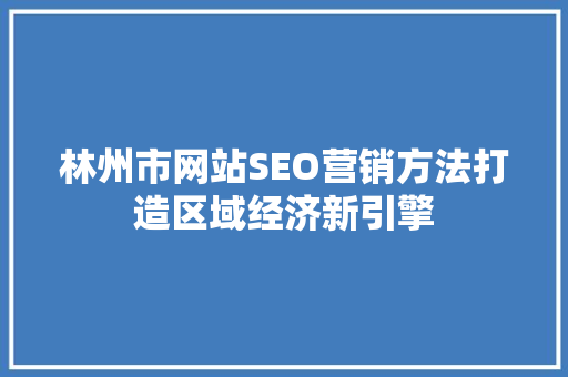 林州市网站SEO营销方法打造区域经济新引擎