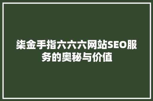 柒金手指六六六网站SEO服务的奥秘与价值