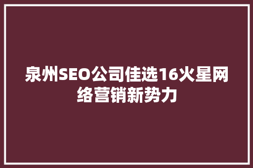 泉州SEO公司佳选16火星网络营销新势力