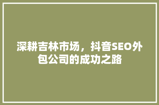 深耕吉林市场，抖音SEO外包公司的成功之路