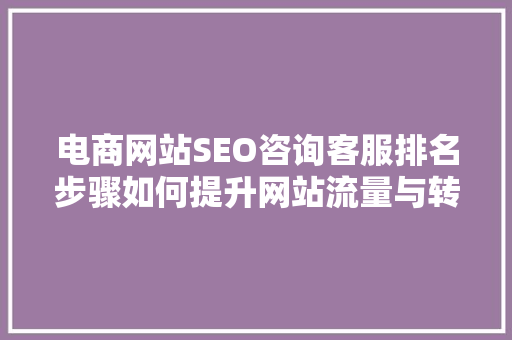 电商网站SEO咨询客服排名步骤如何提升网站流量与转化率