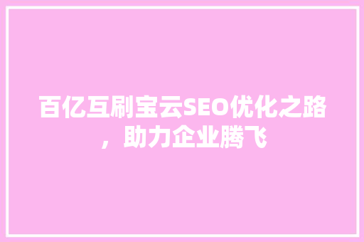 百亿互刷宝云SEO优化之路，助力企业腾飞