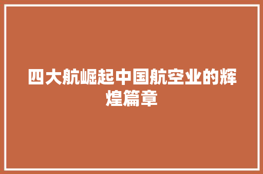 四大航崛起中国航空业的辉煌篇章