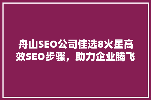 舟山SEO公司佳选8火星高效SEO步骤，助力企业腾飞