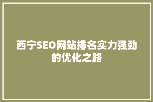 西宁SEO网站排名实力强劲的优化之路