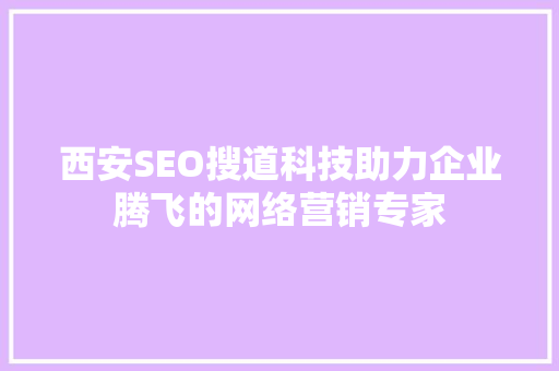 西安SEO搜道科技助力企业腾飞的网络营销专家
