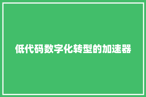 低代码数字化转型的加速器
