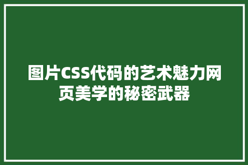图片CSS代码的艺术魅力网页美学的秘密武器