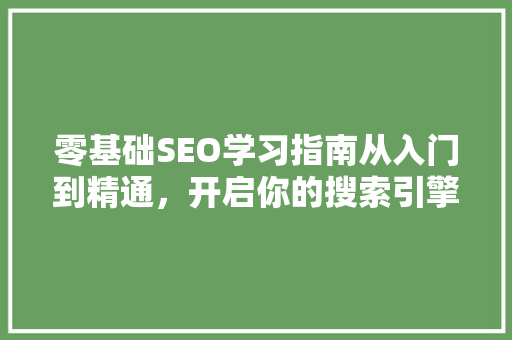 零基础SEO学习指南从入门到精通，开启你的搜索引擎优化之旅