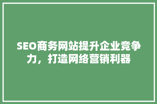 SEO商务网站提升企业竞争力，打造网络营销利器  第1张