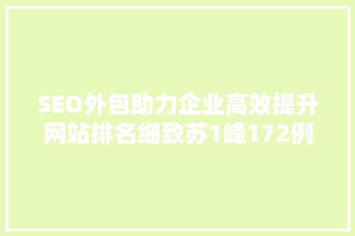 SEO外包助力企业高效提升网站排名细致苏1峰172例子分析  第1张
