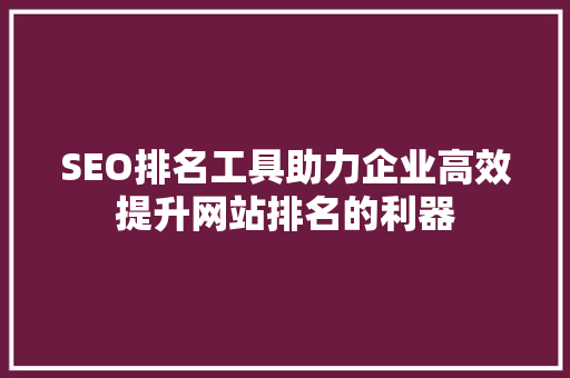 SEO排名工具助力企业高效提升网站排名的利器  第1张