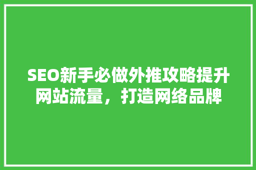SEO新手必做外推攻略提升网站流量，打造网络品牌