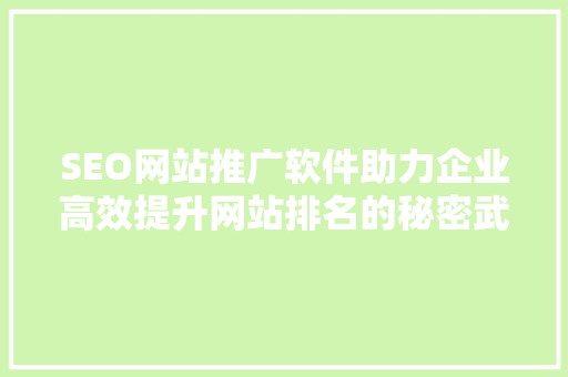 SEO网站推广软件助力企业高效提升网站排名的秘密武器  第1张