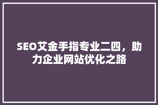 SEO艾金手指专业二四，助力企业网站优化之路  第1张
