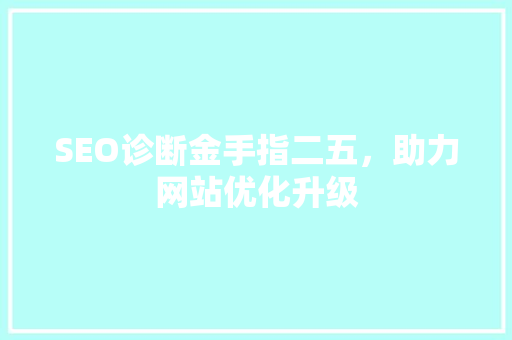 SEO诊断金手指二五，助力网站优化升级