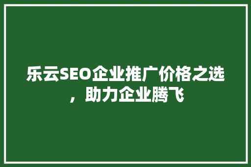 乐云SEO企业推广价格之选，助力企业腾飞