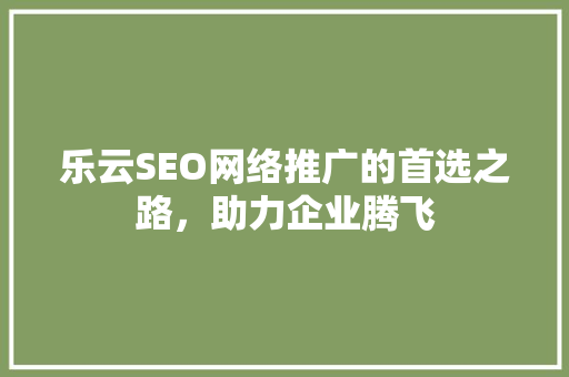 乐云SEO网络推广的首选之路，助力企业腾飞