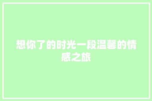想你了的时光一段温馨的情感之旅  第1张