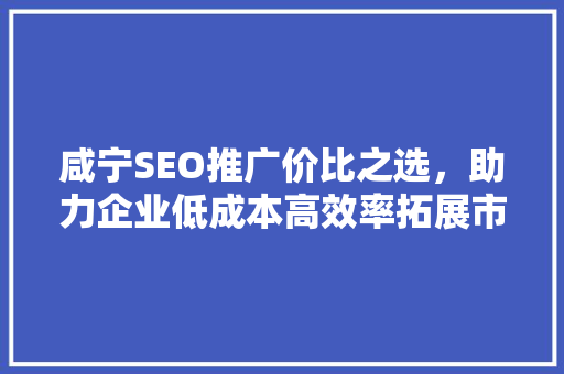 咸宁SEO推广价比之选，助力企业低成本高效率拓展市场