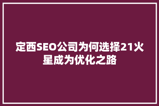 定西SEO公司为何选择21火星成为优化之路