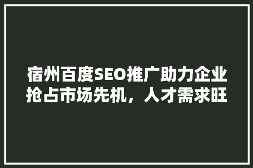 宿州百度SEO推广助力企业抢占市场先机，人才需求旺盛  第1张