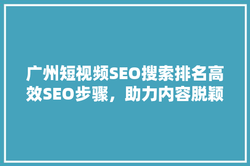 广州短视频SEO搜索排名高效SEO步骤，助力内容脱颖而出