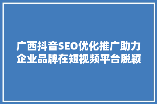 广西抖音SEO优化推广助力企业品牌在短视频平台脱颖而出  第1张