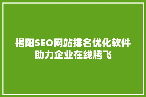 揭阳SEO网站排名优化软件助力企业在线腾飞