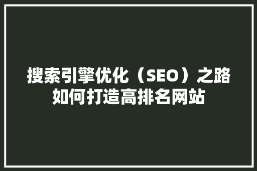 搜索引擎优化（SEO）之路如何打造高排名网站