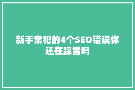 新手常犯的4个SEO错误你还在踩雷吗