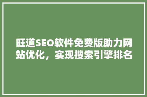 旺道SEO软件免费版助力网站优化，实现搜索引擎排名提升