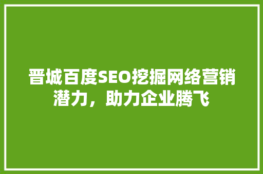 晋城百度SEO挖掘网络营销潜力，助力企业腾飞  第1张