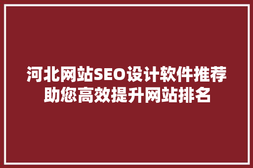 河北网站SEO设计软件推荐助您高效提升网站排名