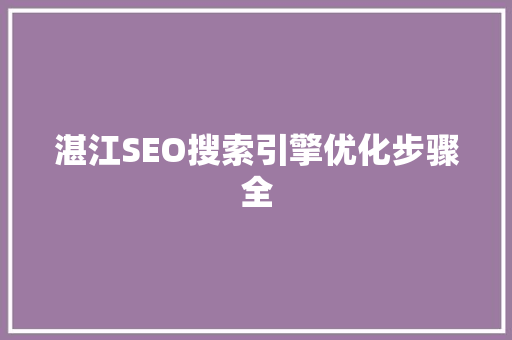 湛江SEO搜索引擎优化步骤全