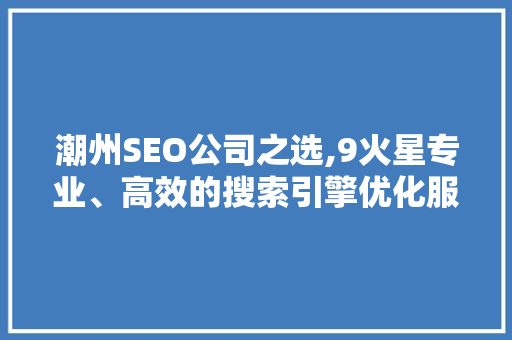 潮州SEO公司之选,9火星专业、高效的搜索引擎优化服务