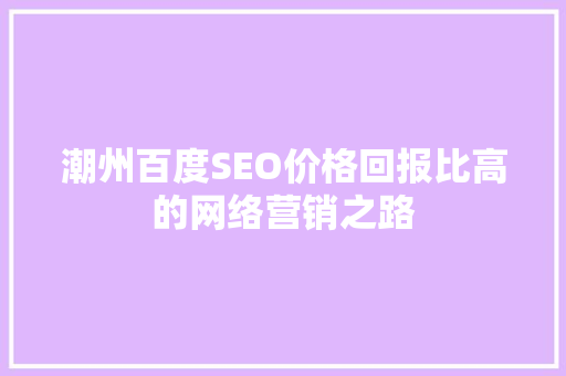 潮州百度SEO价格回报比高的网络营销之路  第1张