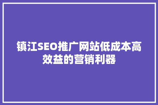 镇江SEO推广网站低成本高效益的营销利器