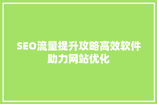 SEO流量提升攻略高效软件助力网站优化