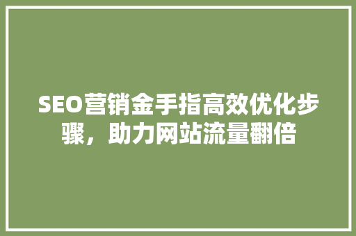 SEO营销金手指高效优化步骤，助力网站流量翻倍