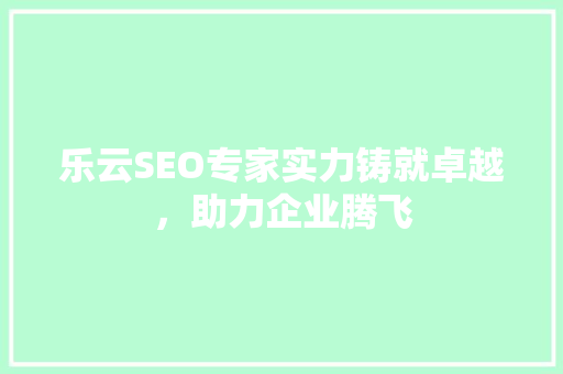 乐云SEO专家实力铸就卓越，助力企业腾飞  第1张