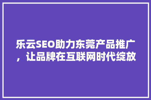 乐云SEO助力东莞产品推广，让品牌在互联网时代绽放光彩