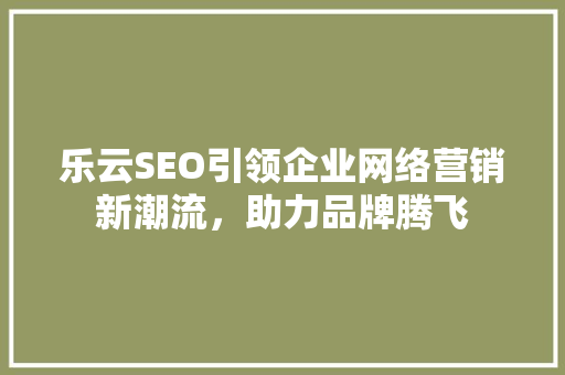 乐云SEO引领企业网络营销新潮流，助力品牌腾飞