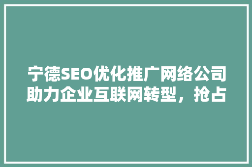 宁德SEO优化推广网络公司助力企业互联网转型，抢占市场先机