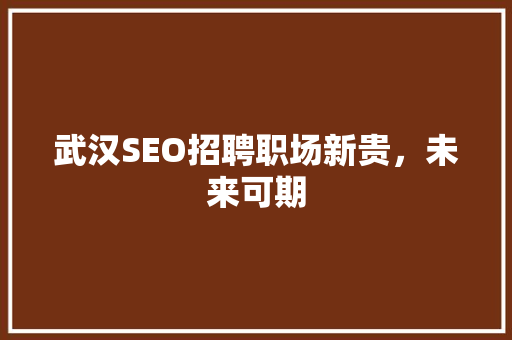 武汉SEO招聘职场新贵，未来可期